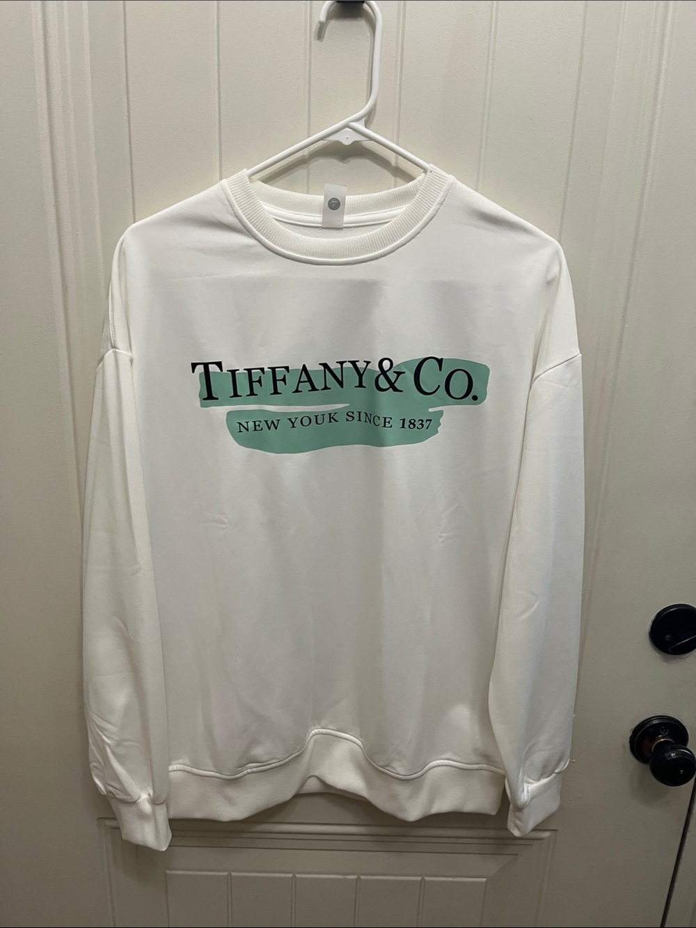 Tiffany & Co. White Crewneck Sweatshirt with Tiffany Blue Logo